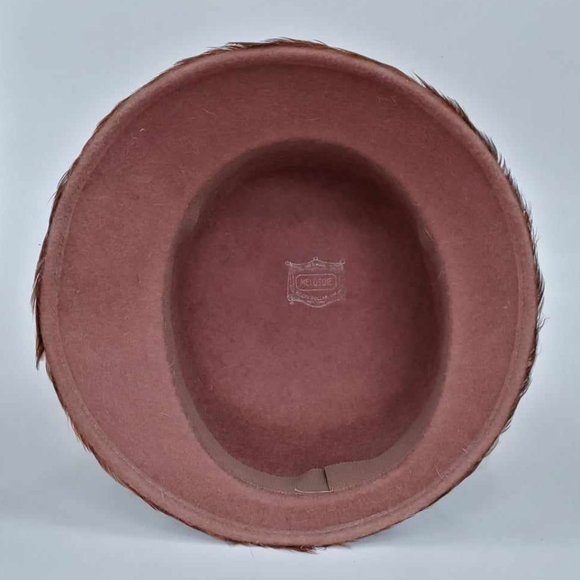 Vintage Henry Pollak MELOSOIE Wool Pheasant Cloche Bucket Gatspy Women's Hat - Picture 7 of 8